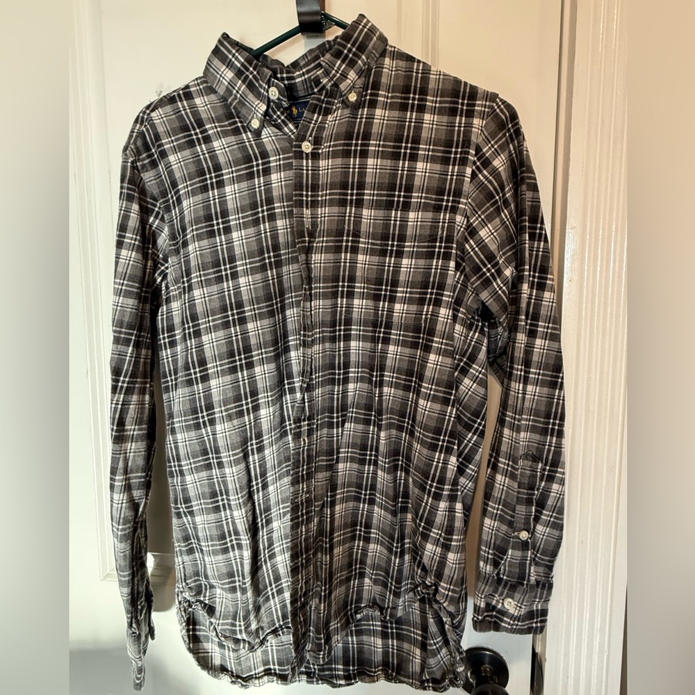 Ralph Lauren Luxury Twill Plaid Button Down Shirt Small